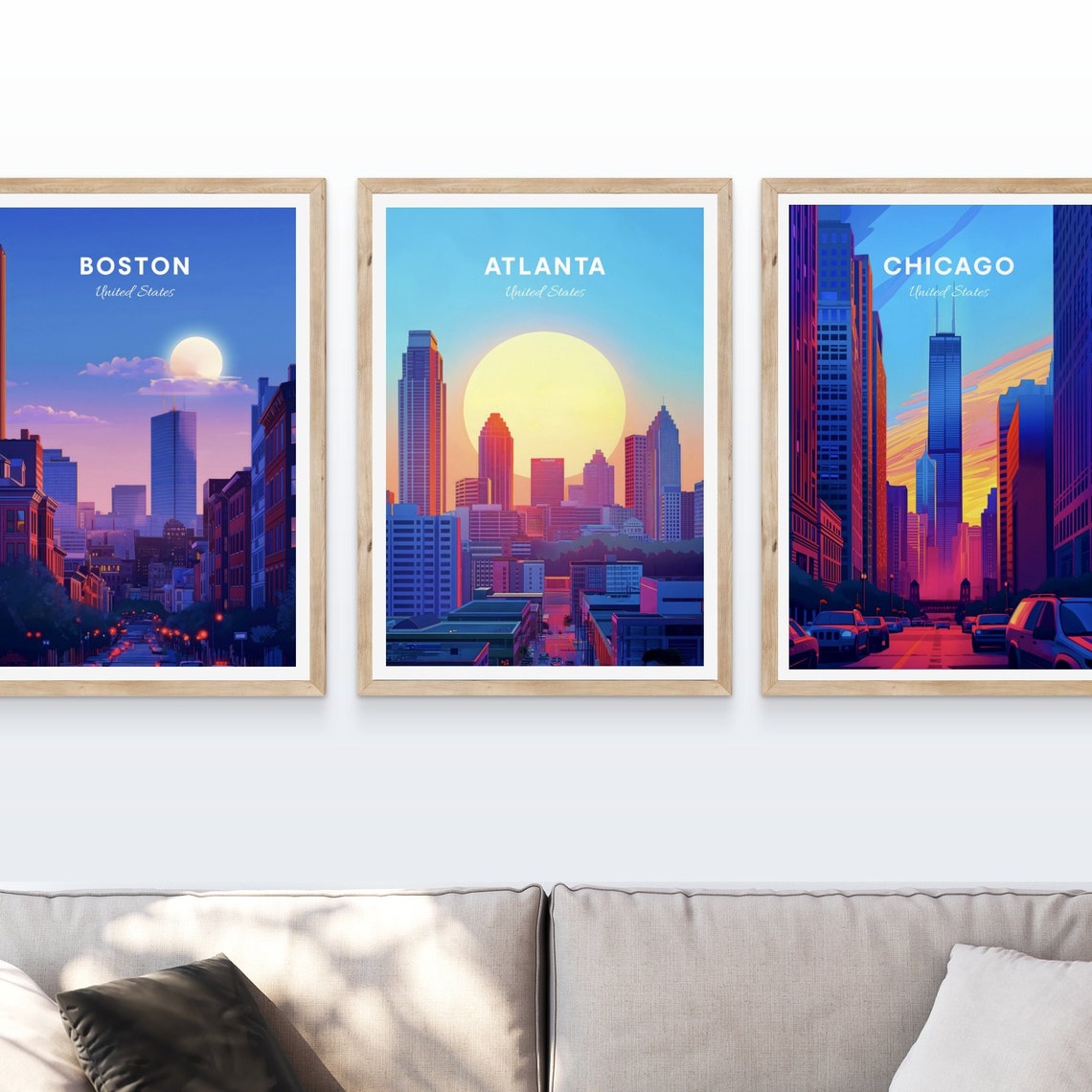 Atlanta Georgia Downtown Sunset Street Skyscraper Scene Poster - Image 4