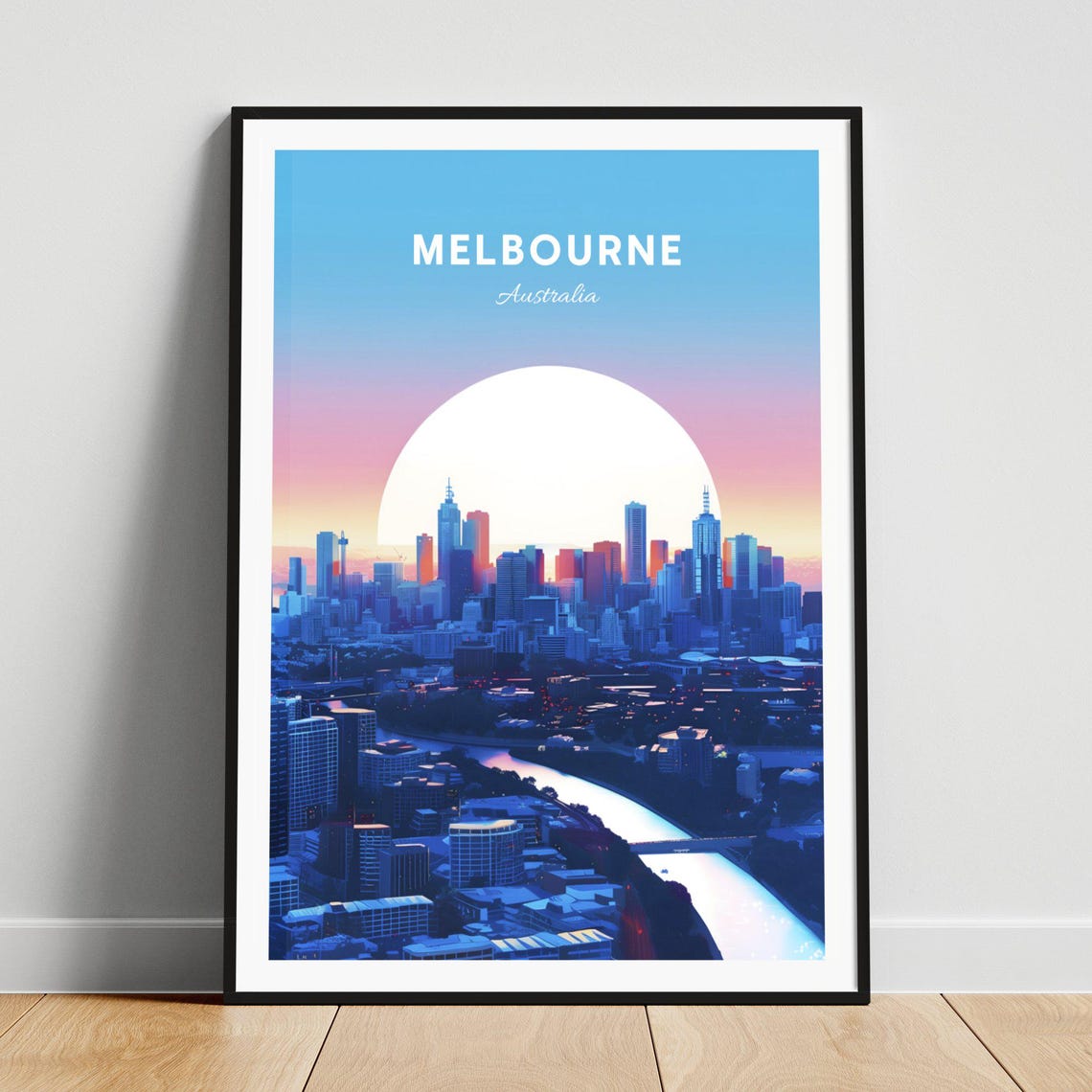 Melbourne Australia Skyline Sunrise Yarra River City View Poster