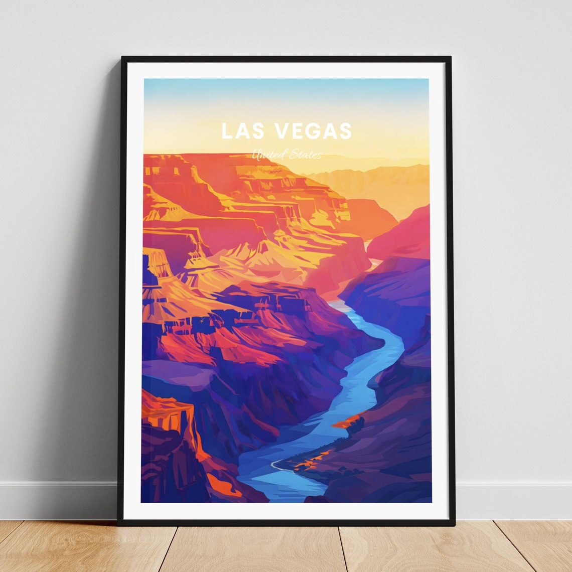 Las Vegas Desert Canyon River Sunset Adventure Landscape Travel Poster