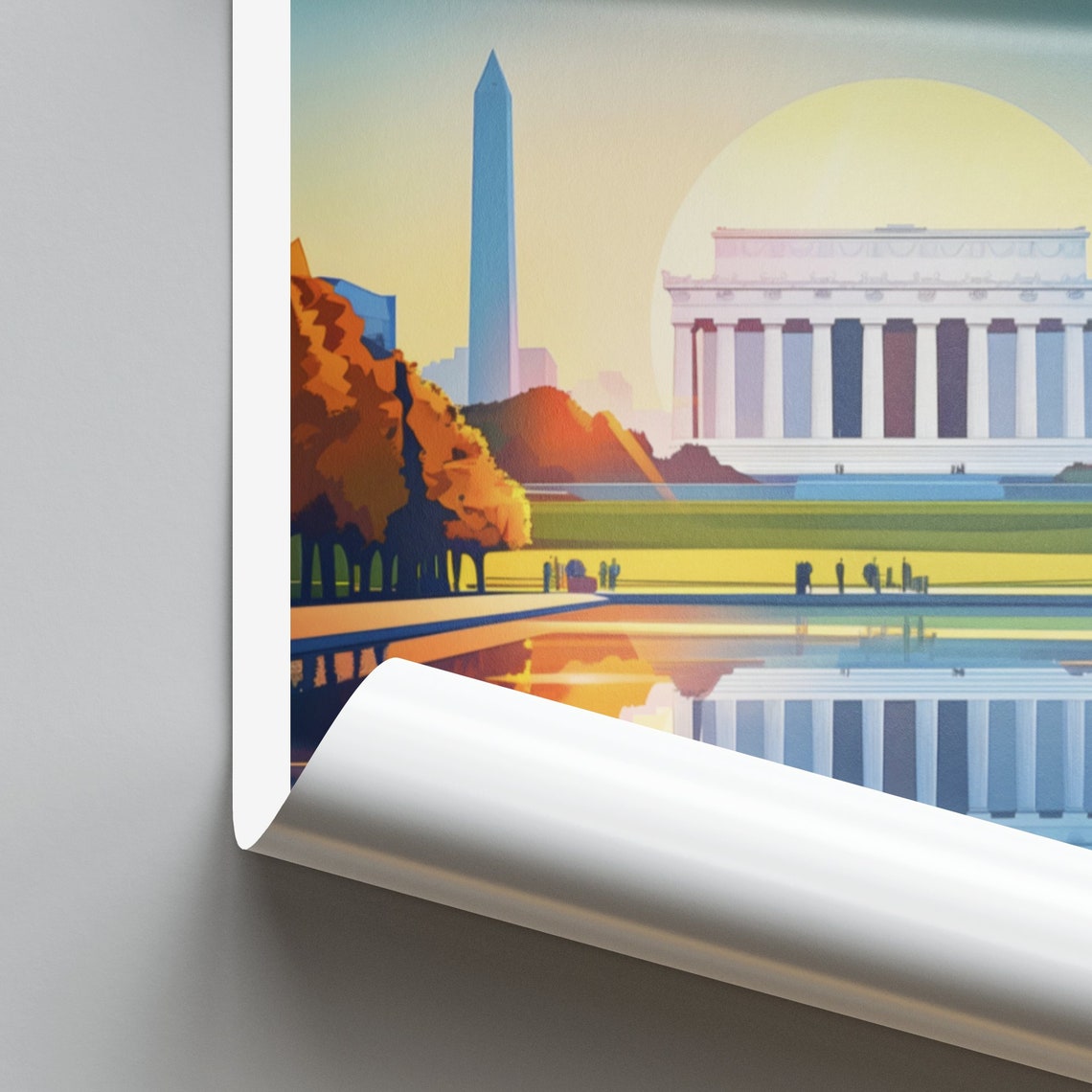 Lincoln Memorial Reflecting Pool at Sunset Monument View Poster - Image 2