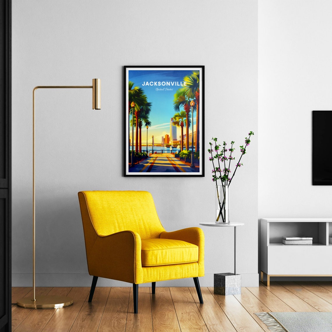 Jacksonville Florida Riverwalk Promenade at Sunset Travel Poster - Image 3