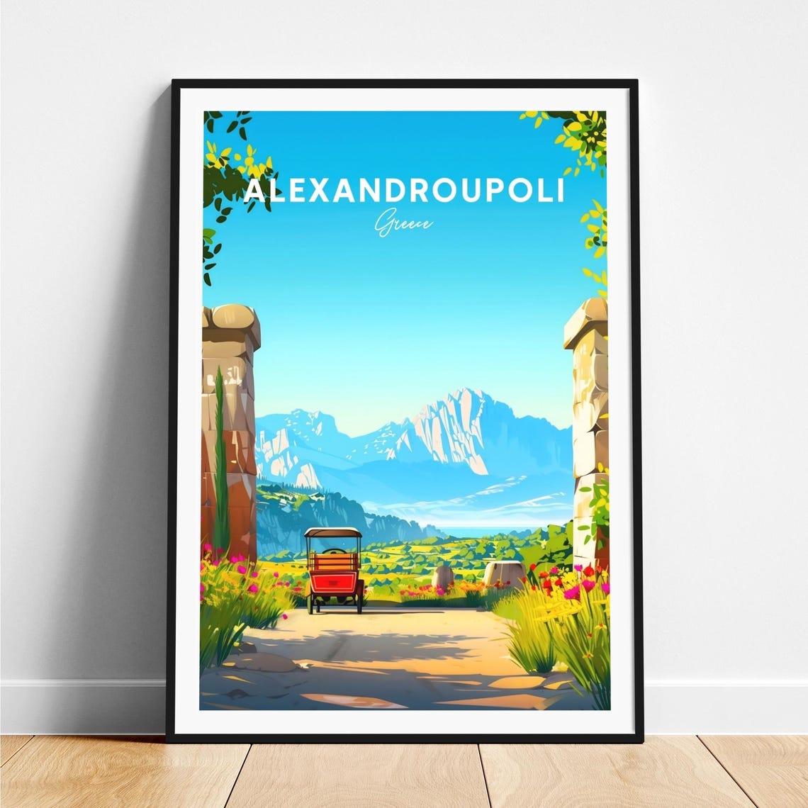 Alexandroupoli Greece Stone Gate Mountain Cart Travel Poster