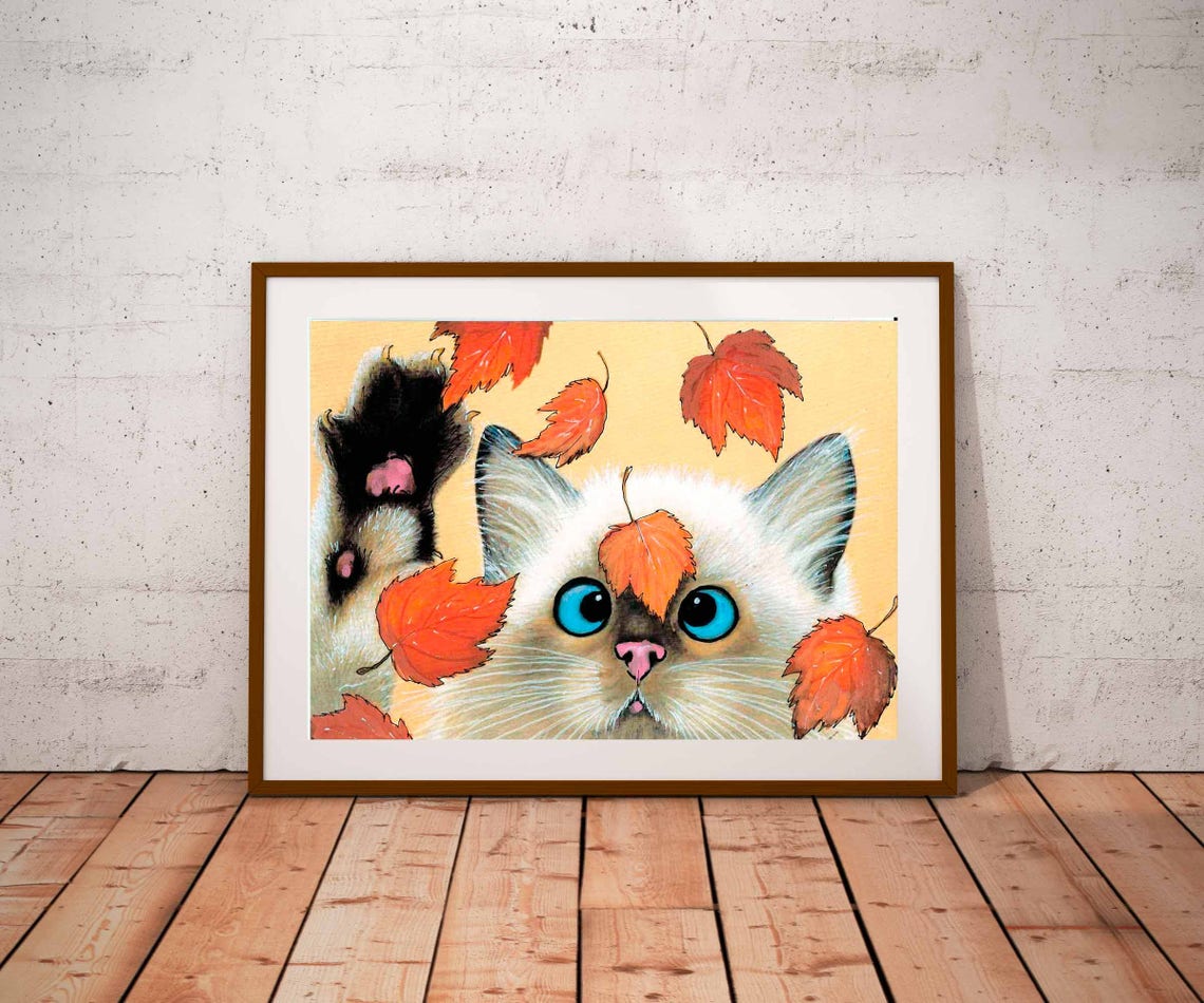 Cat Print Cat Poster Nursery Print Art Print Happy Cat Watercolor Poster Kids Room Girl Boy Playroom Decor Baby Room Animal Print Art