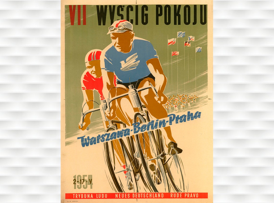 1954 Peace Race Wyścig Pokoju Vintage Cycling Poster Warsaw Berlin