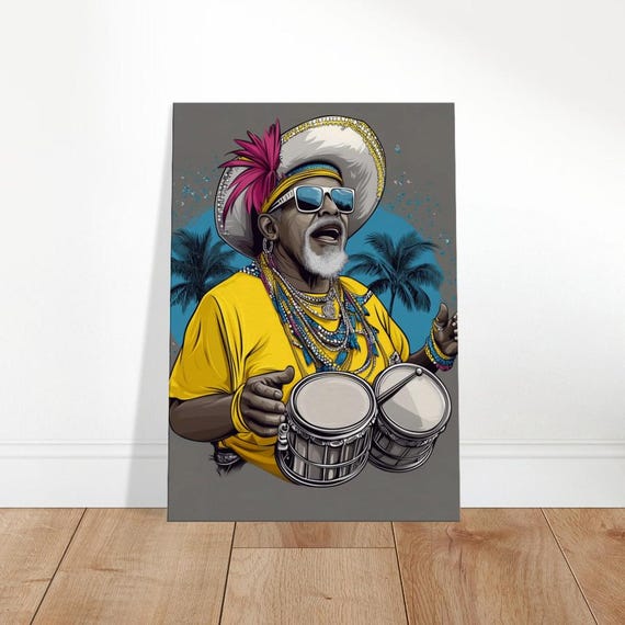 Caribbean Rhythms Canvas Art Global Music Wall Decor Vibrant Festival Portrait Cultural Celebration Home