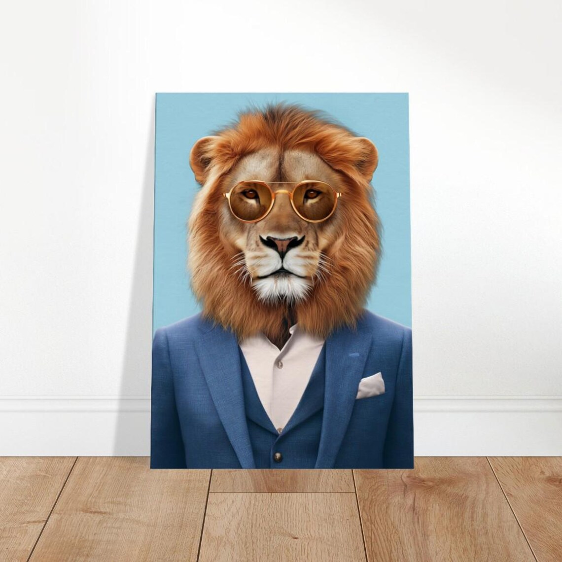 Lion In Suit Canvas Quirky Animal Fashion Week Wall Art