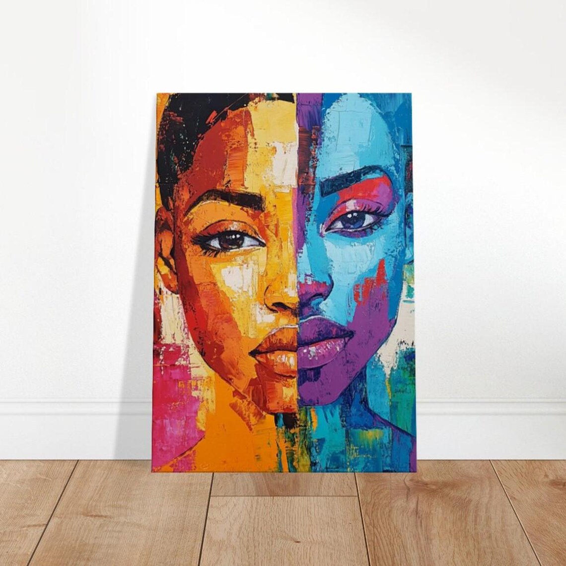 Vibrant Split Face Canvas Art Bold Abstract Portrait Wall Decor The Contemporary Collection