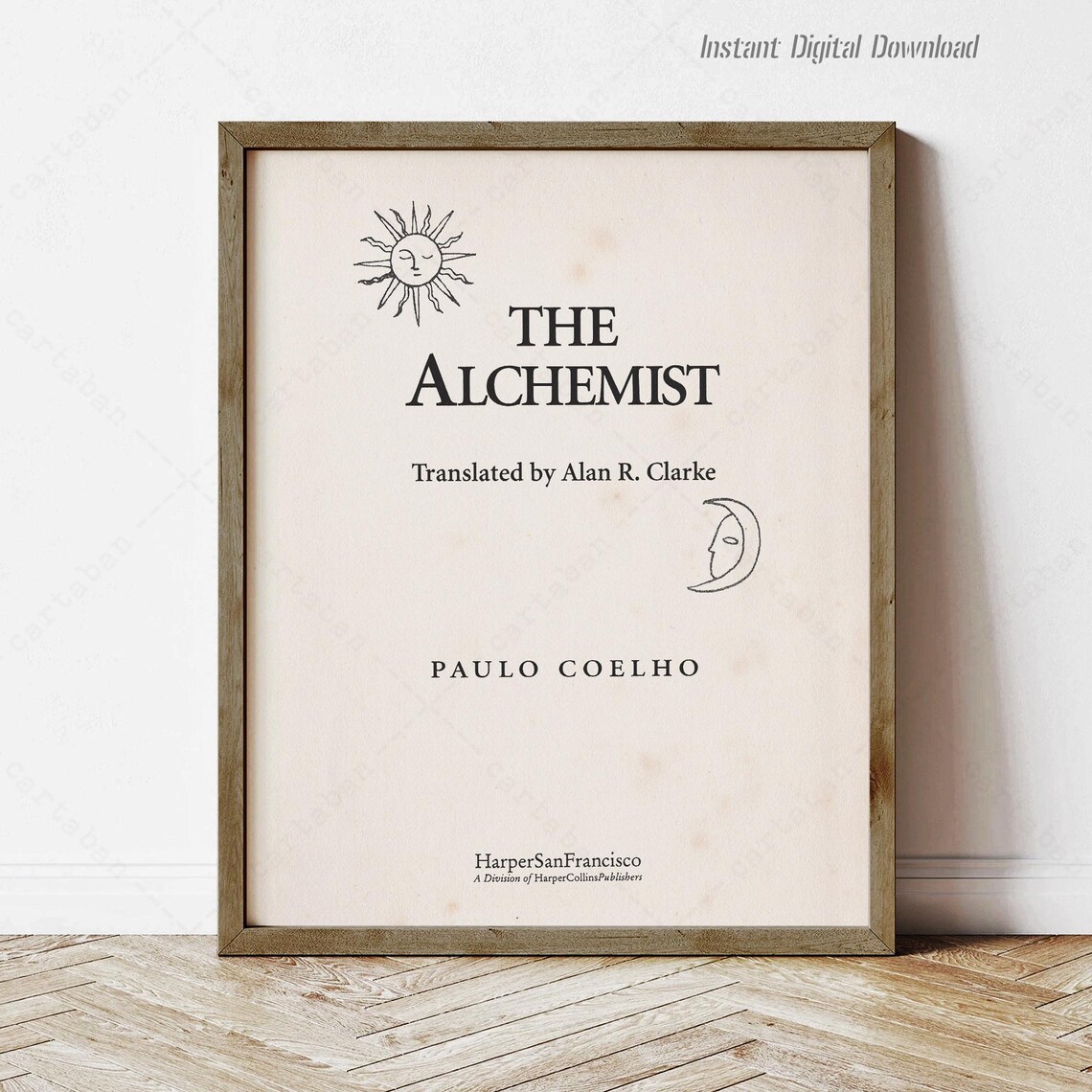 The Alchemist Paulo Coelho Title Page Sun Moon Literary Art Poster