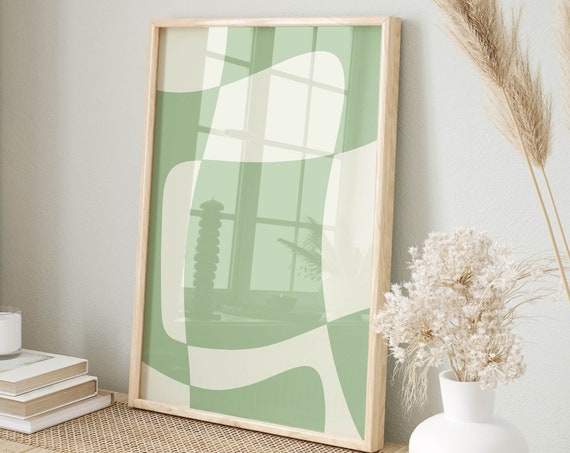 Sage Green Wall Art Abstract Print Office Decor Green Bedroom Decor Abstract Art Minimalist Home Poster Neutral Wall Art Modern Room Decor