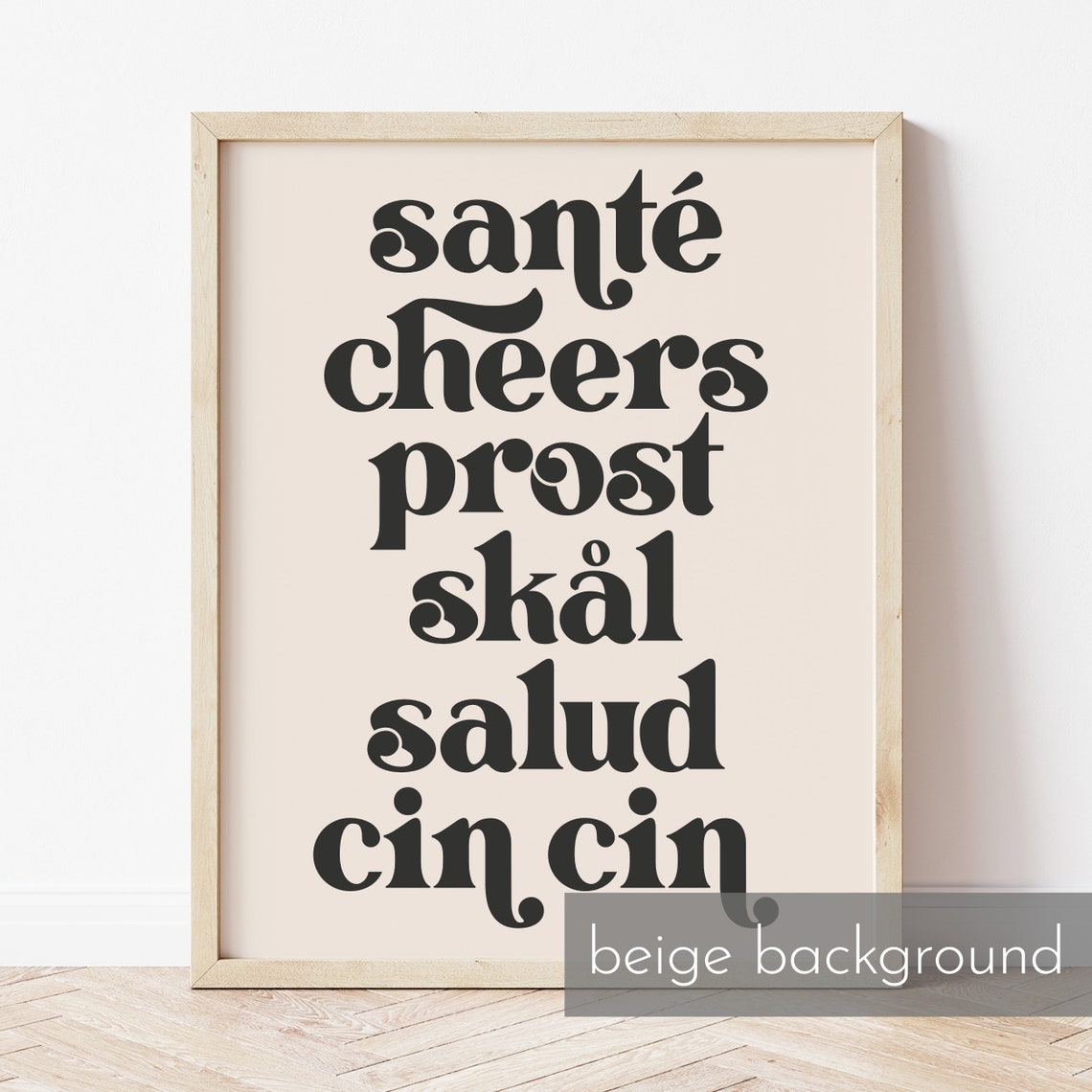 Santé Cheers Prost Multilingual Bar Cart Toast Typography Poster - Image 2