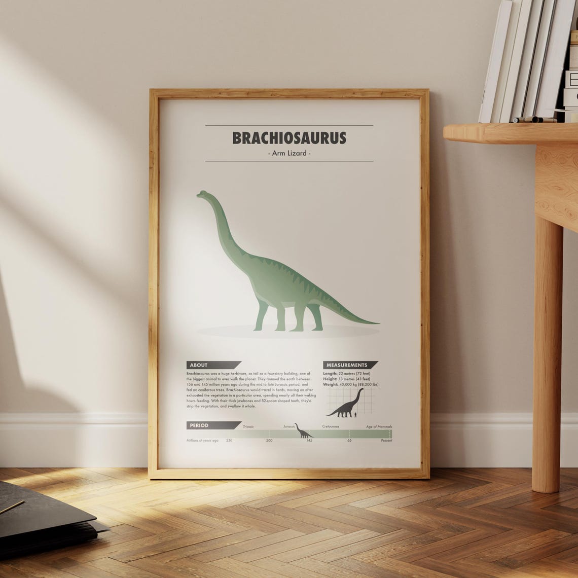 Brachiosaurus Fun Facts Educational Illustrated Kids Dinosaur Poster - Image 4