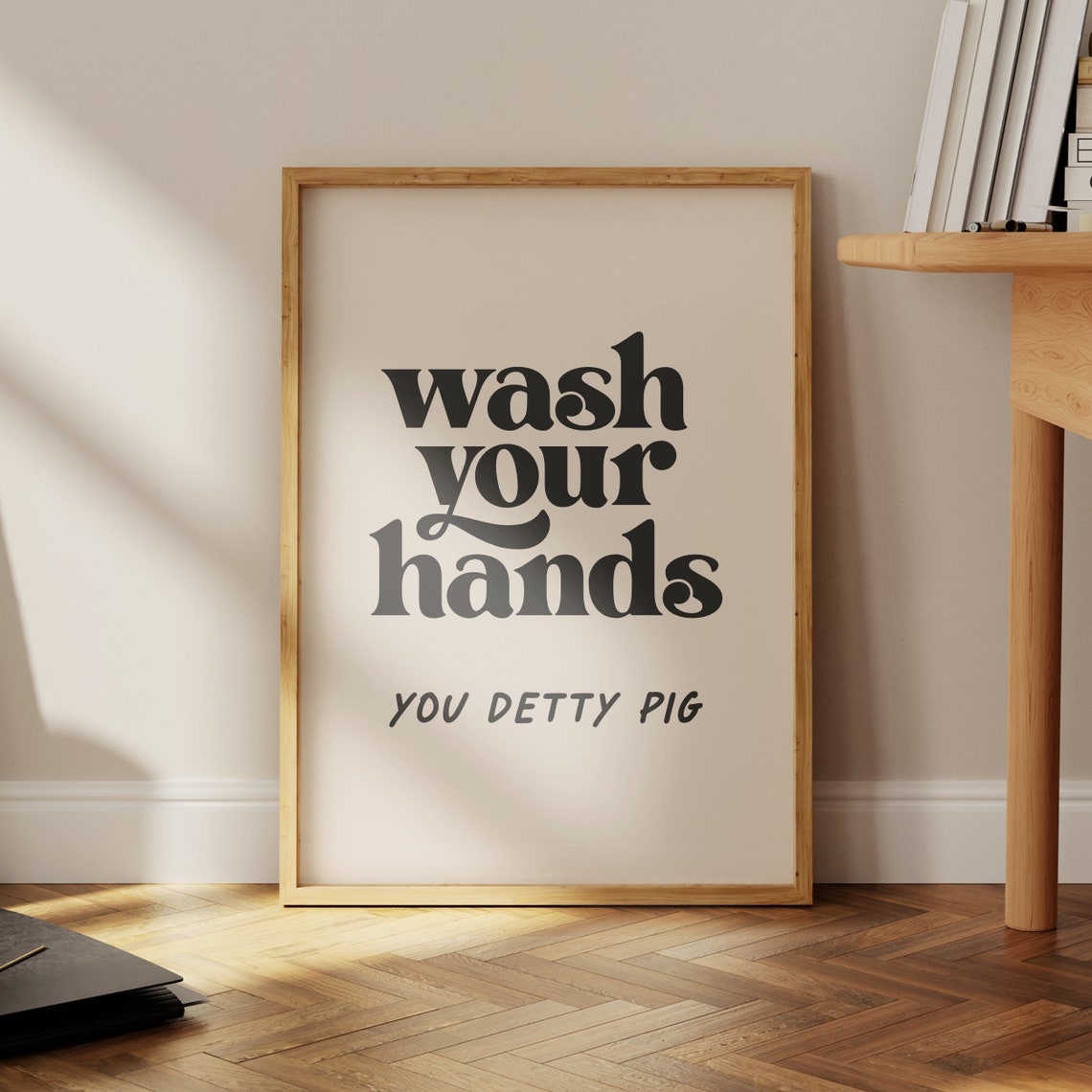 Wash Your Hands You Detty Pig Bold Cheeky Retro Bathroom Wall Art - Image 4