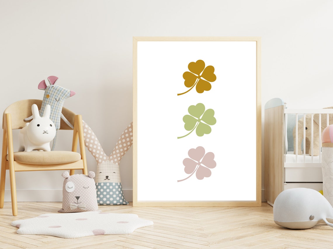 Boho Shamrock Trio Minimal St Patricks Day Gold Sage Wall Art - Image 2