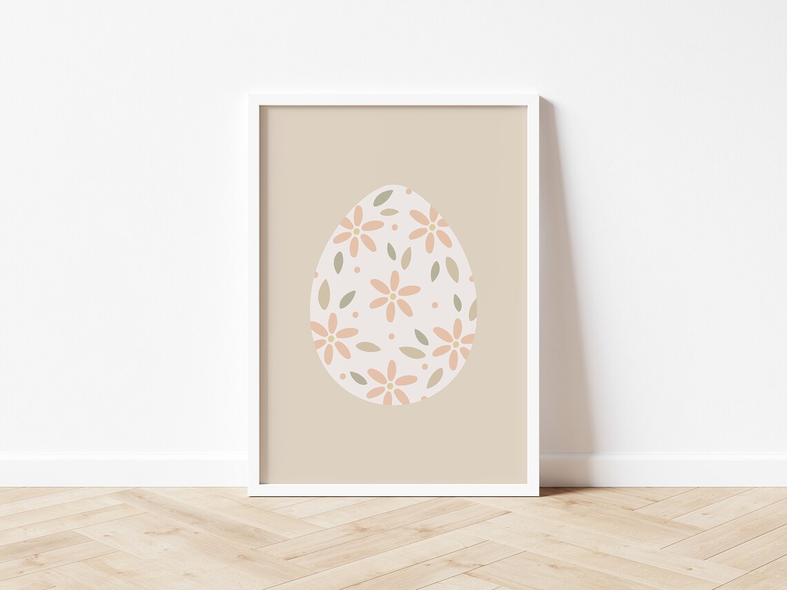 Floral Easter Egg Boho Easter Decor Art Print - Image 2