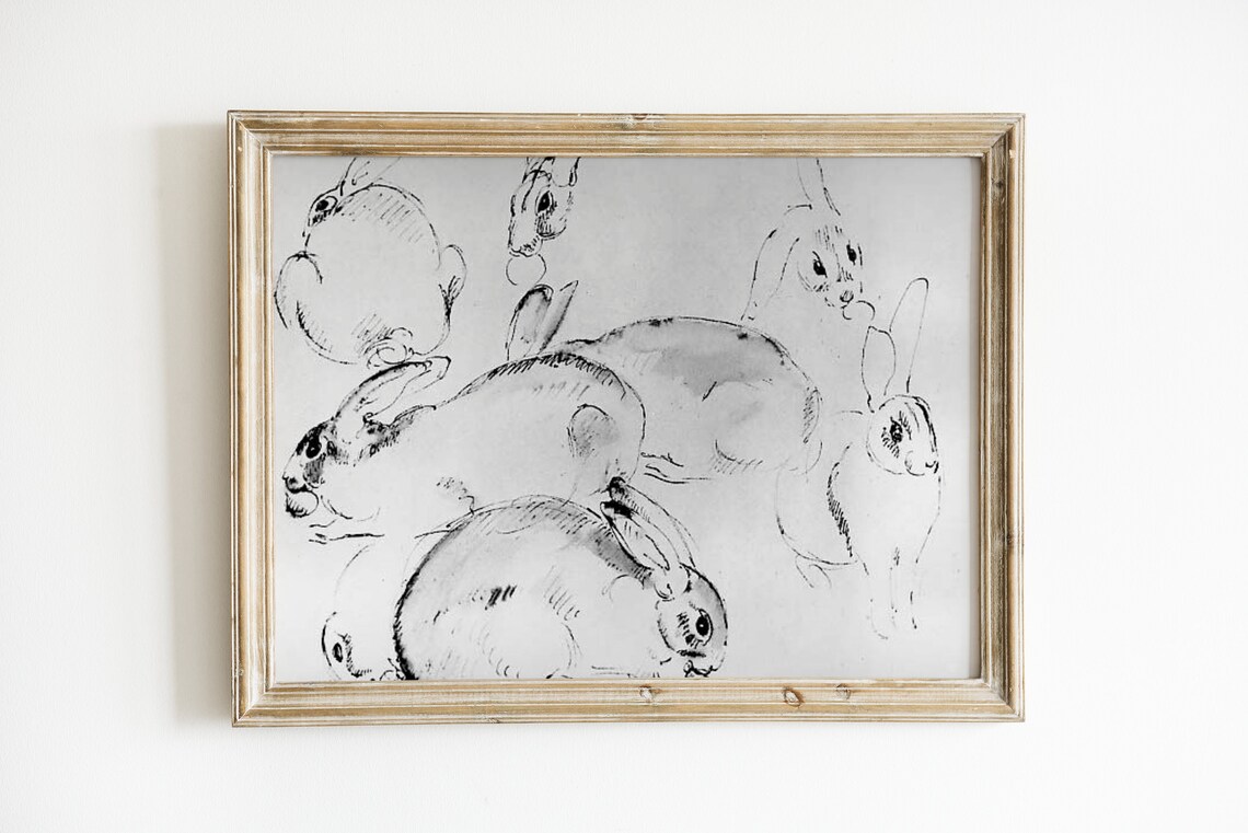 Vintage Easter Rabbit Sketch, Easter Bunny Art Print - Image 4