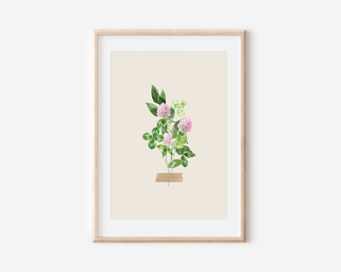 Watercolor Clover Print, Pastel Spring Botanical Art Print - Image 3