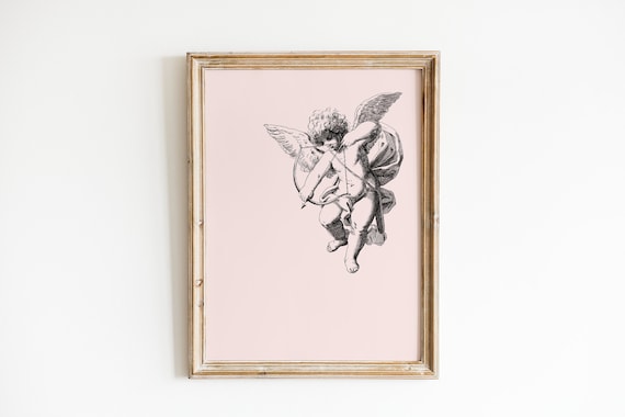 Minimalist Cupid Art Print, Valentine's Day Decor
