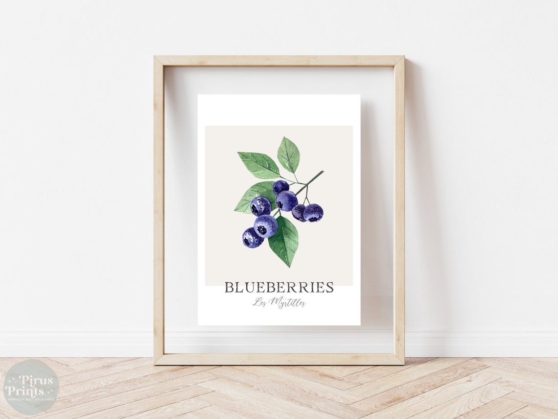 Watercolor Blueberries Botanical Print Minimal Purple Kitchen Wall Art - Image 5