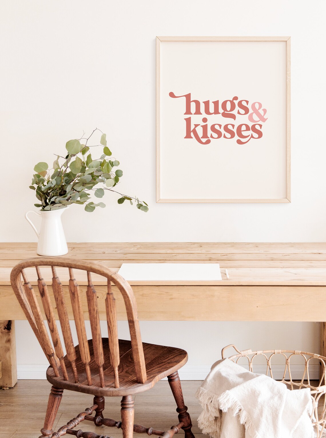 Hugs And Kisses Boho Valentines Day Poster Print - Image 2