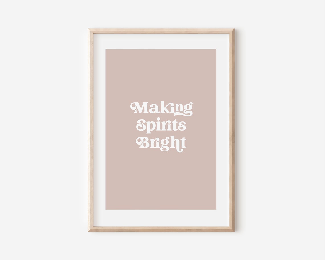 Making Spirits Bright Mauve Retro Christmas Typography Wall Art - Image 4