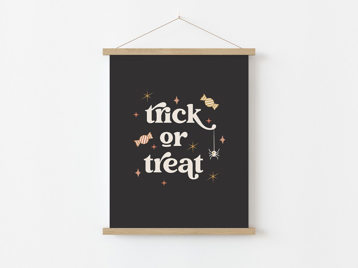 Trick Or Treat Boho Halloween Sign Wall Art Print - Image 5