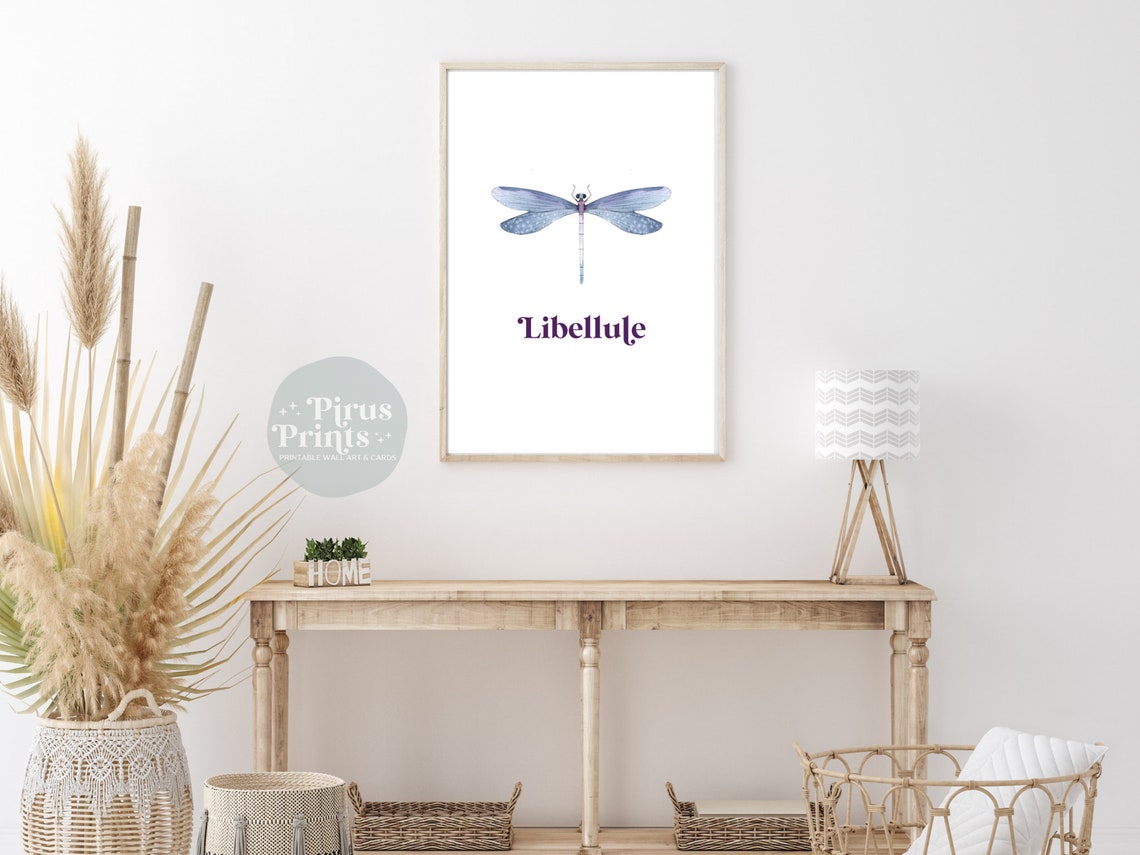 Watercolor Dragonfly Libellule Blue Insect Botanical Minimal Art Print - Image 4