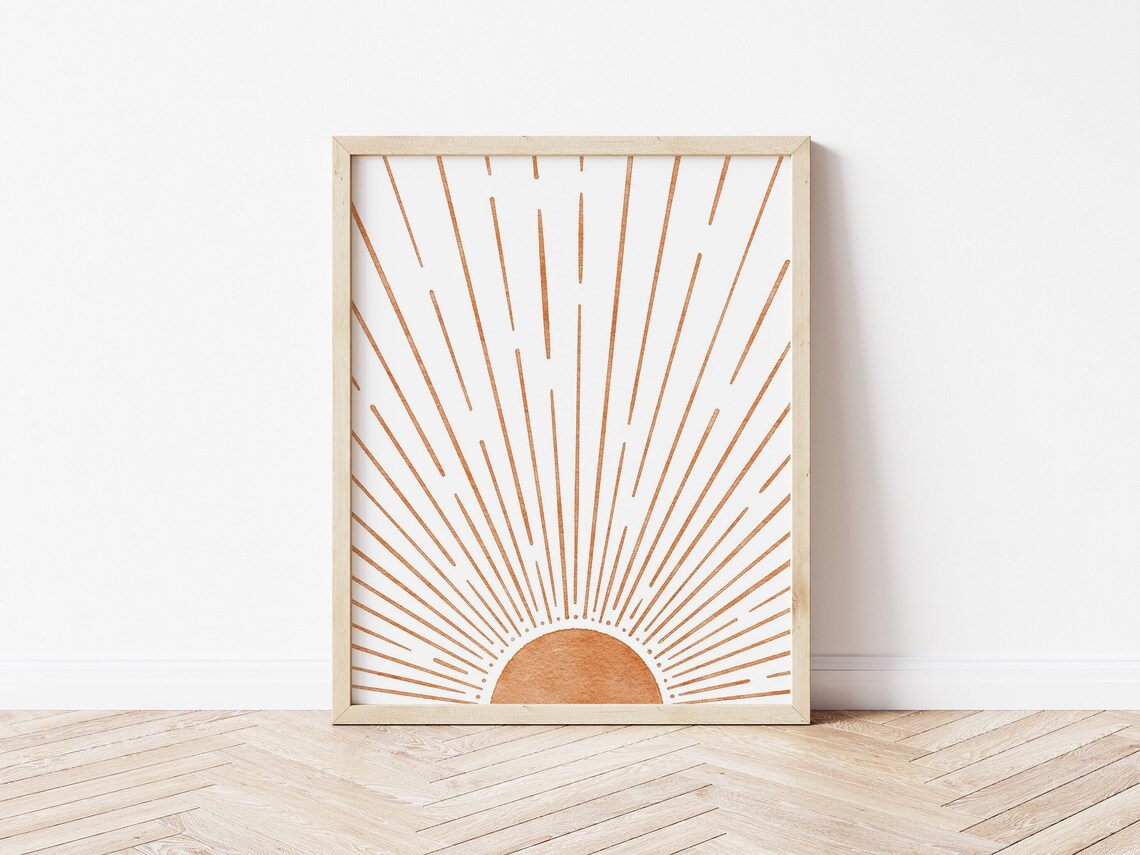 Boho Sun Abstract Sunrise Art Print, Boho Nursery Decor