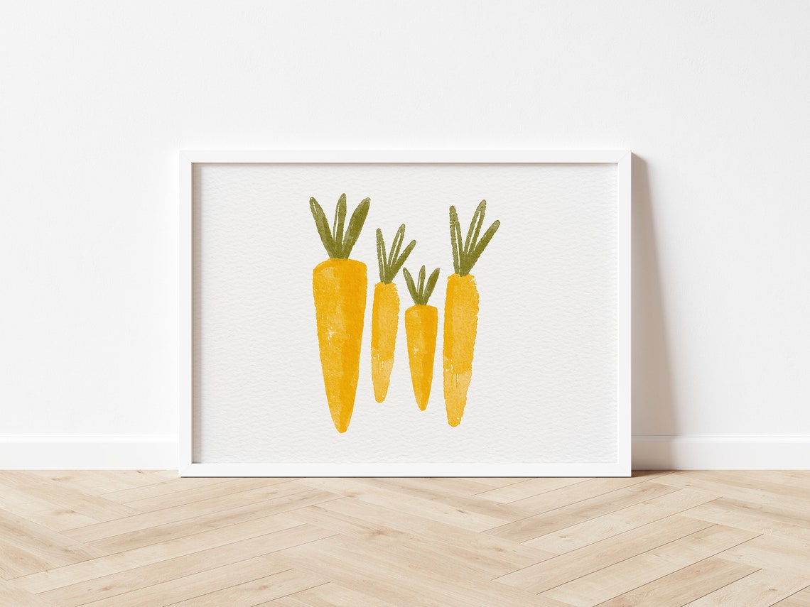 Watercolor Carrots Print Spring Vegetable Botanical Easter Kitchen Art - Image 2