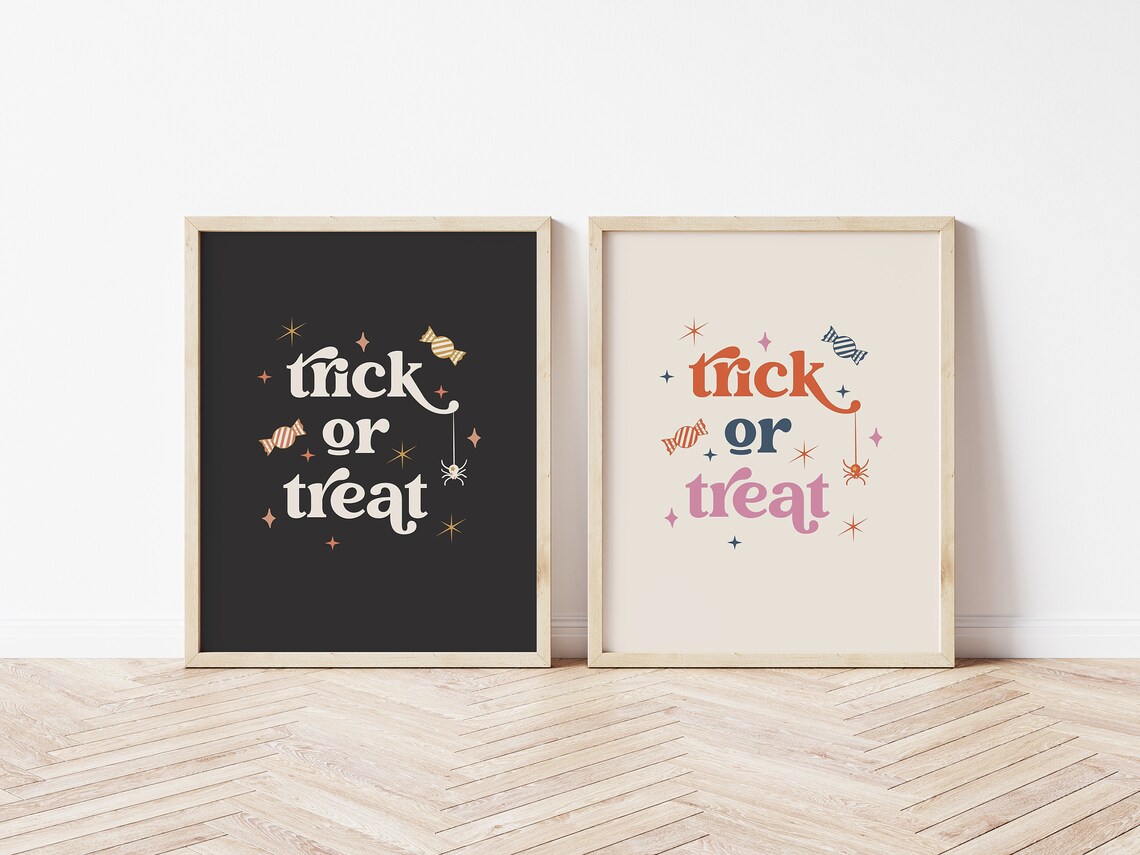 Trick Or Treat Boho Halloween Sign Wall Art Print - Image 4