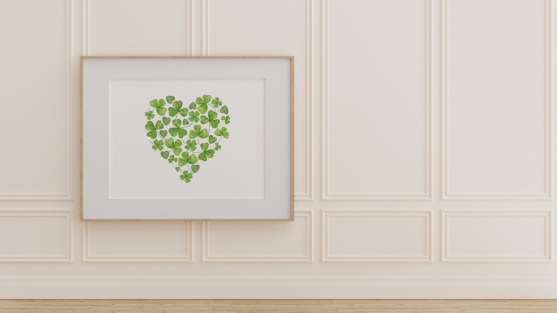 Shamrock Heart Print, Watercolor St. Patricks Day Decor - Image 5