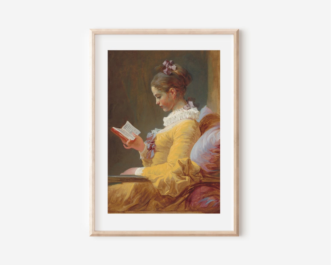 Fragonard Young Girl Reading Vintage Oil Painting Wall Art Gift - Image 2