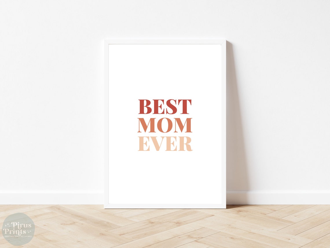 Best Mom Ever Warm Red Gradient Typography Wall Art Gift Idea - Image 3