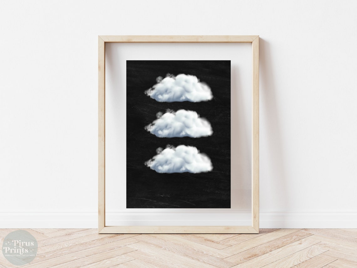 Dramatic Black Cloud Trio Moody Dark Academia Maximalist Wall Art - Image 5