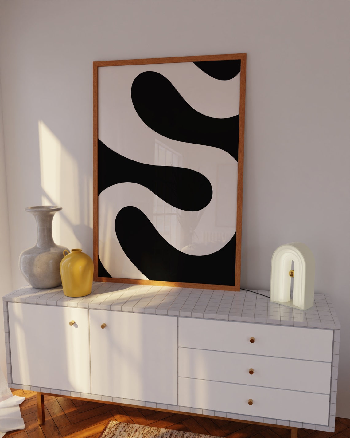 Black And White Wavy S Swirl Organic Bold Contrast Abstract Poster - Image 4
