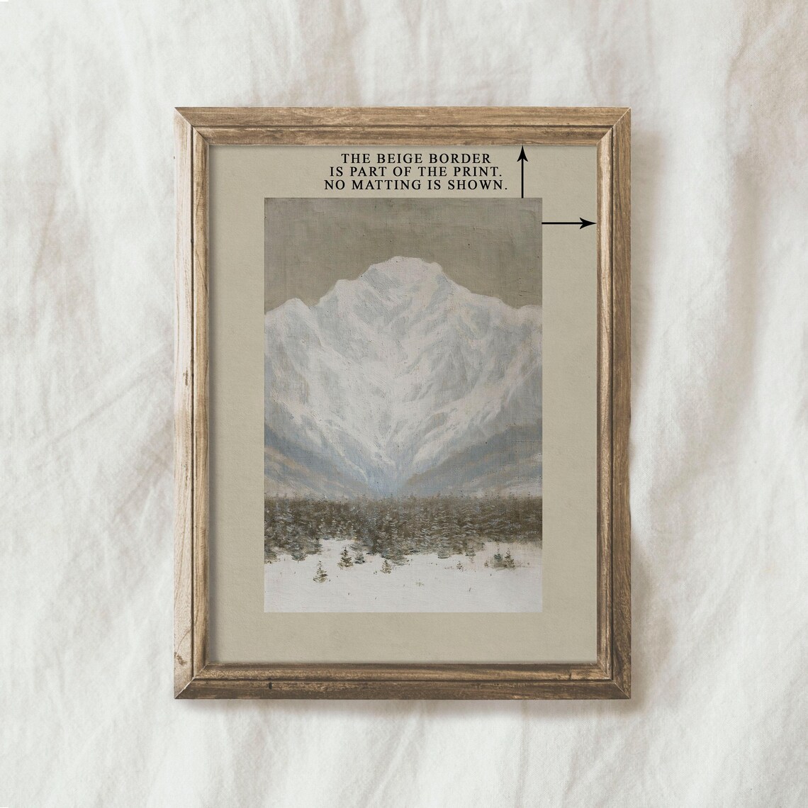 Snowy Mountain Pine Forest Vintage Winter Landscape Oil Painting - Image 4