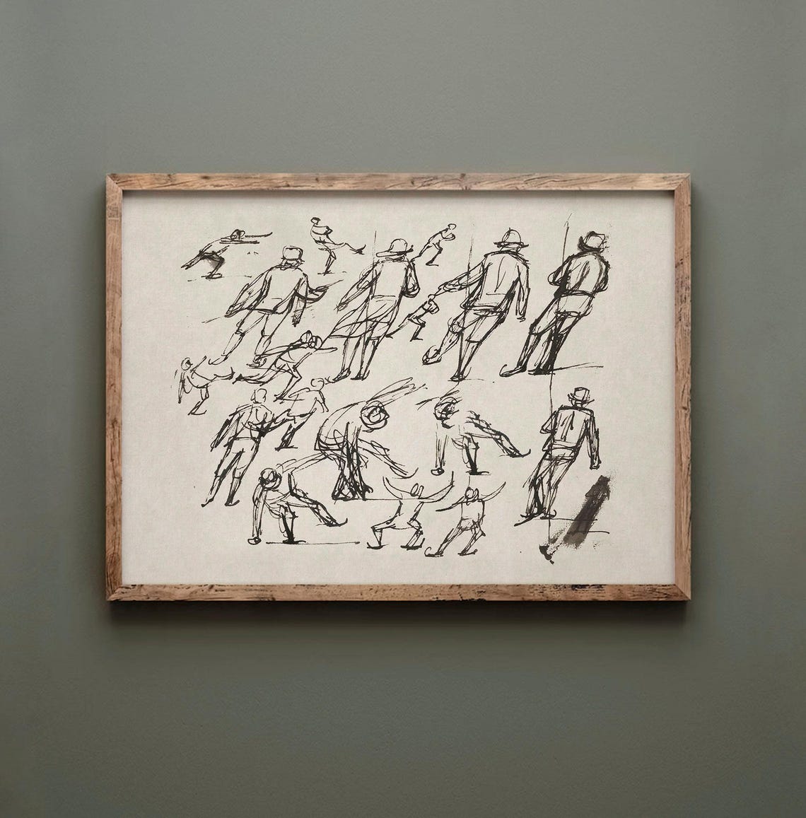Vintage Figure Sketch Sheet Ice Skater Studies Winter Drawing Print - Image 3