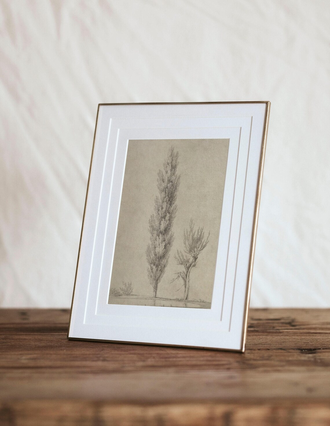 Vintage Tree Drawing, Neutral Rustic Sketch Art Print - Image 2