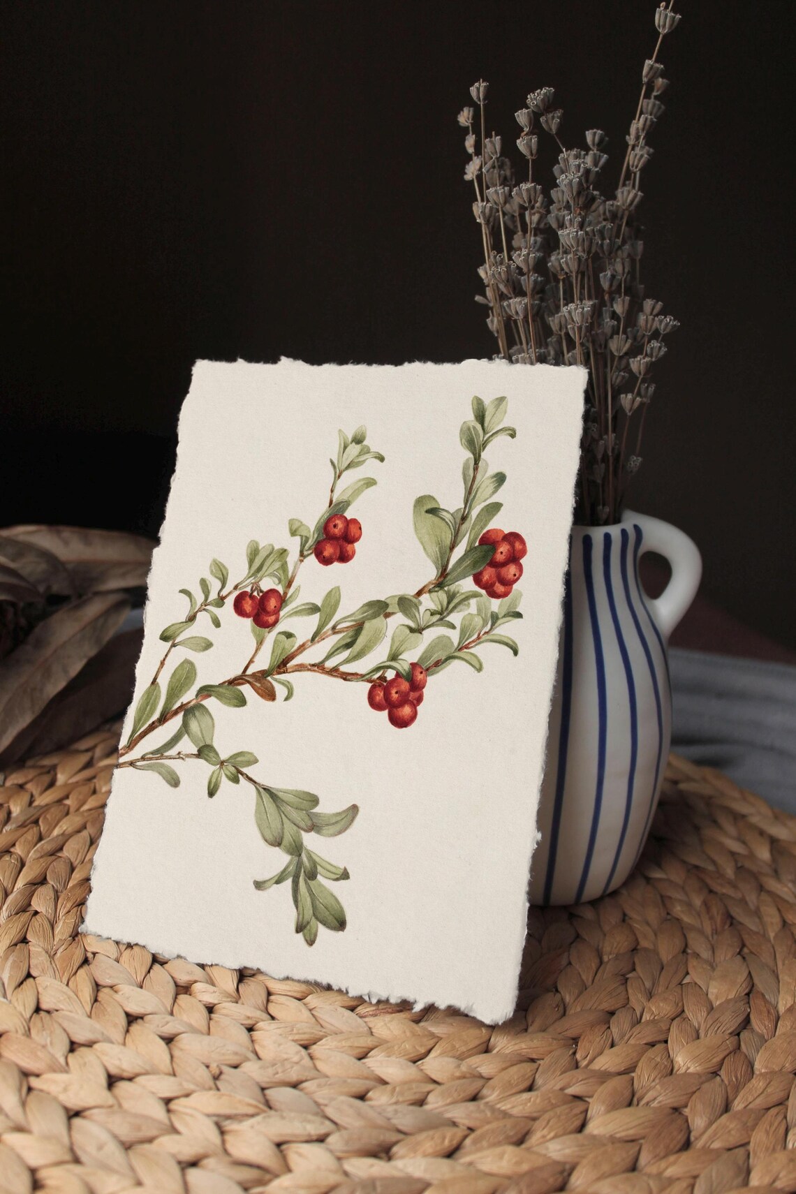 Watercolor Christmas Greenery, Holiday Botanical Art Print - Image 2