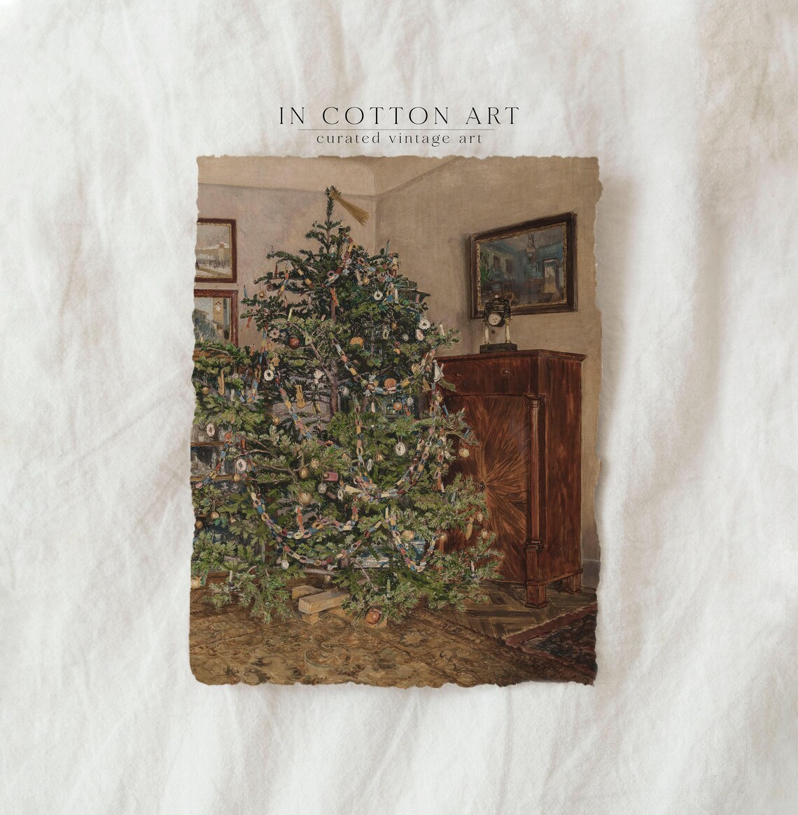 Vintage Country Christmas Tree Art Print, Holiday Decor - Image 4