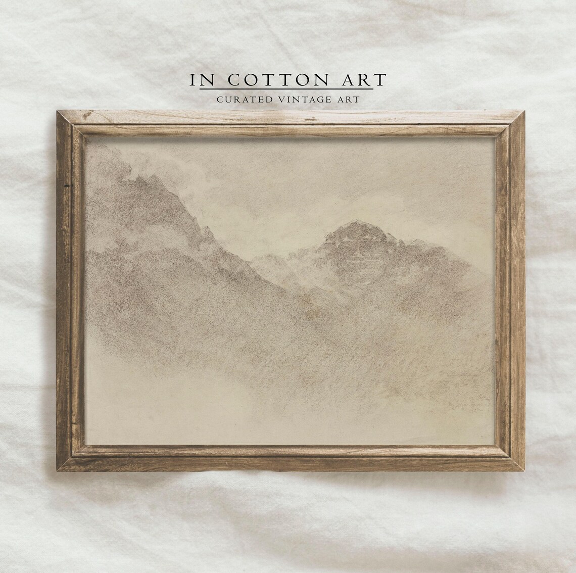 Minimalist Mountain Landscape, Rustic Sketch Art Print - Image 4