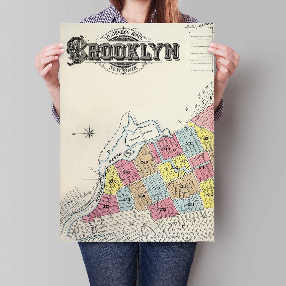 Vintage Brooklyn New York Insurance Map Antique Cartography Poster - Image 2