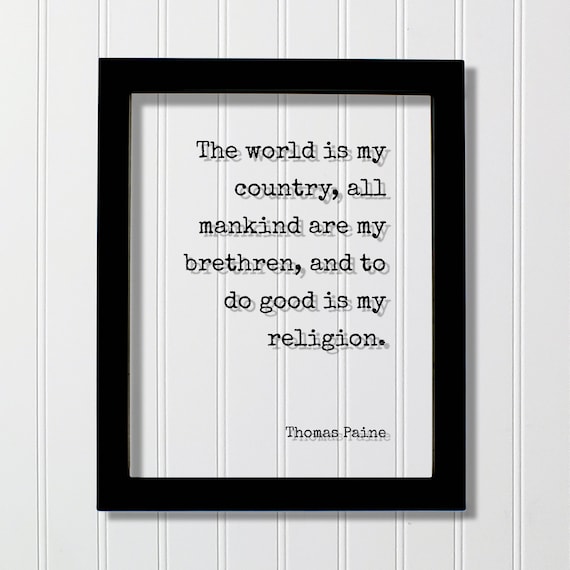 Thomas Paine World Is My Country Unity Quote Floating Decor Poster