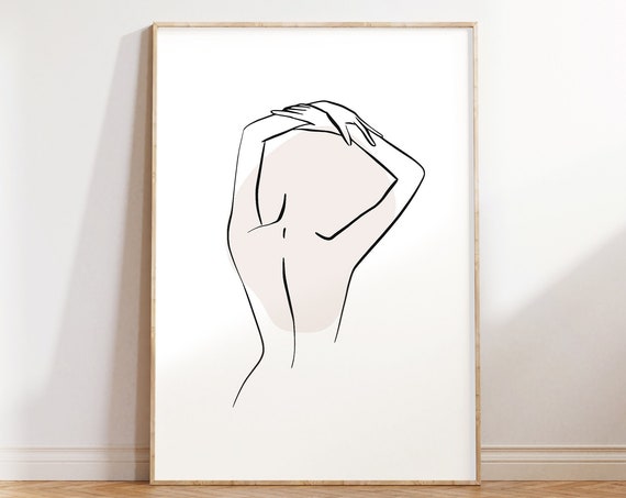 Woman Body Line Art Beige Black Print Print Minimalist Poster Female Line Art Neutral Wall Art Female Body Print Woman Poster
