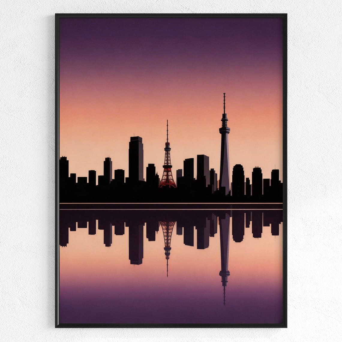 Tokyo Tower Poster Silhouette Cityscape Minimalist Japanese Decor
