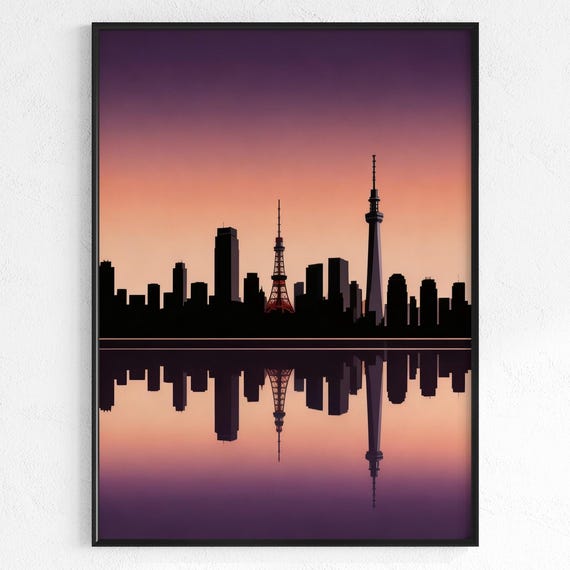Tokyo Tower Poster Silhouette Cityscape Minimalist Japanese Decor