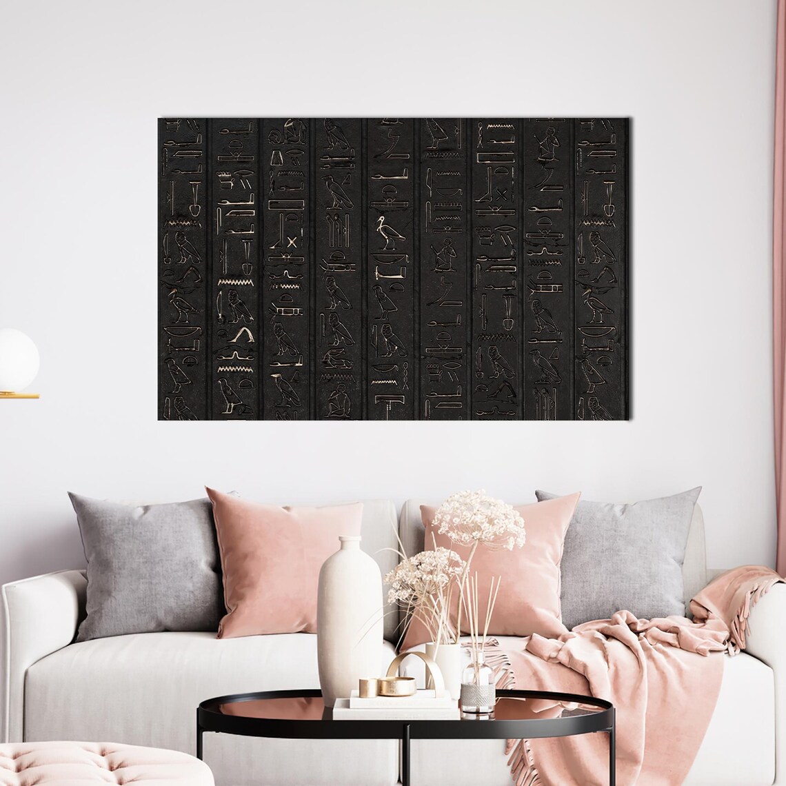 Ancient Egypt Hieroglyphics, Modern Black Wall Decor