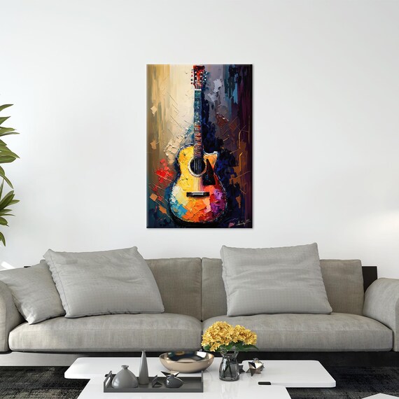 Abstract Guitar Painting, Modern Music Wall Art Print