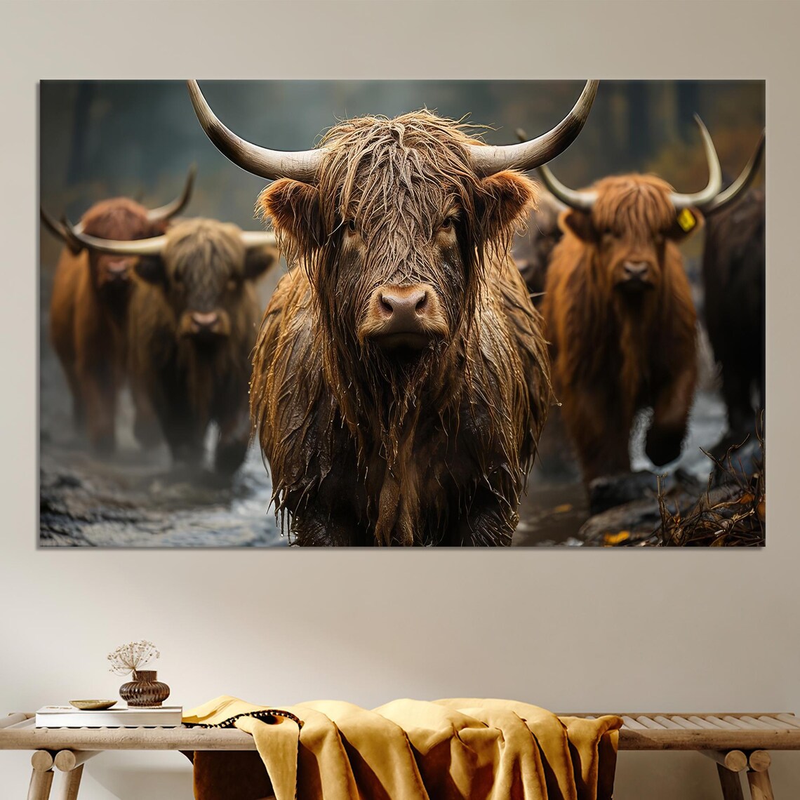 Scottish Highland Cattle 3D Animal Art Print