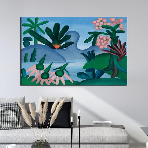 Famous Canvas Art Abstract Artwork The Lake Poster Blue And Green Decor Wedding Gift For Couple Personalized