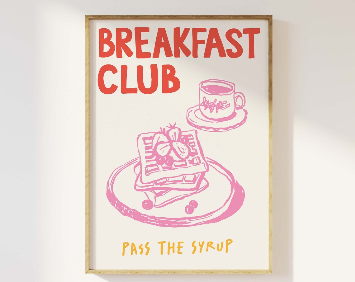 Breakfast Club Pass The Syrup Waffle Lovers Retro Kitchen Poster
